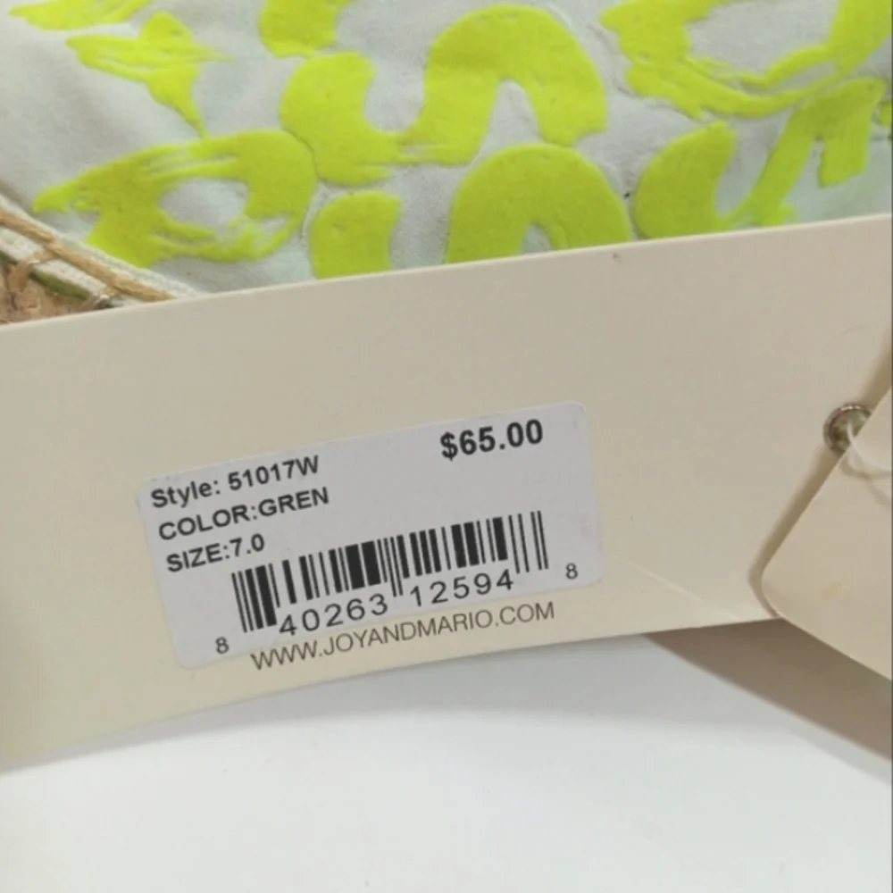 NEW Joy & Mario Love Flocked Print Letters Neon Yellow/Green Size 7
